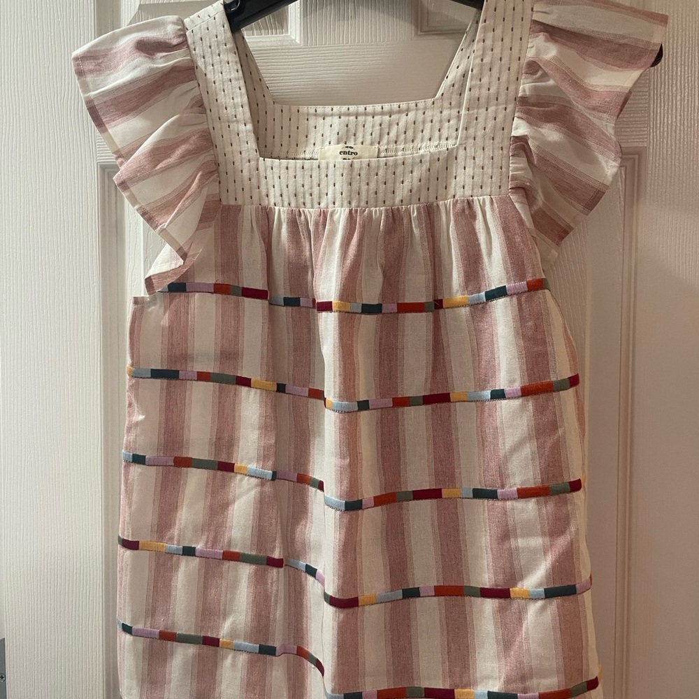 Striped Ruffle Sleeve Top